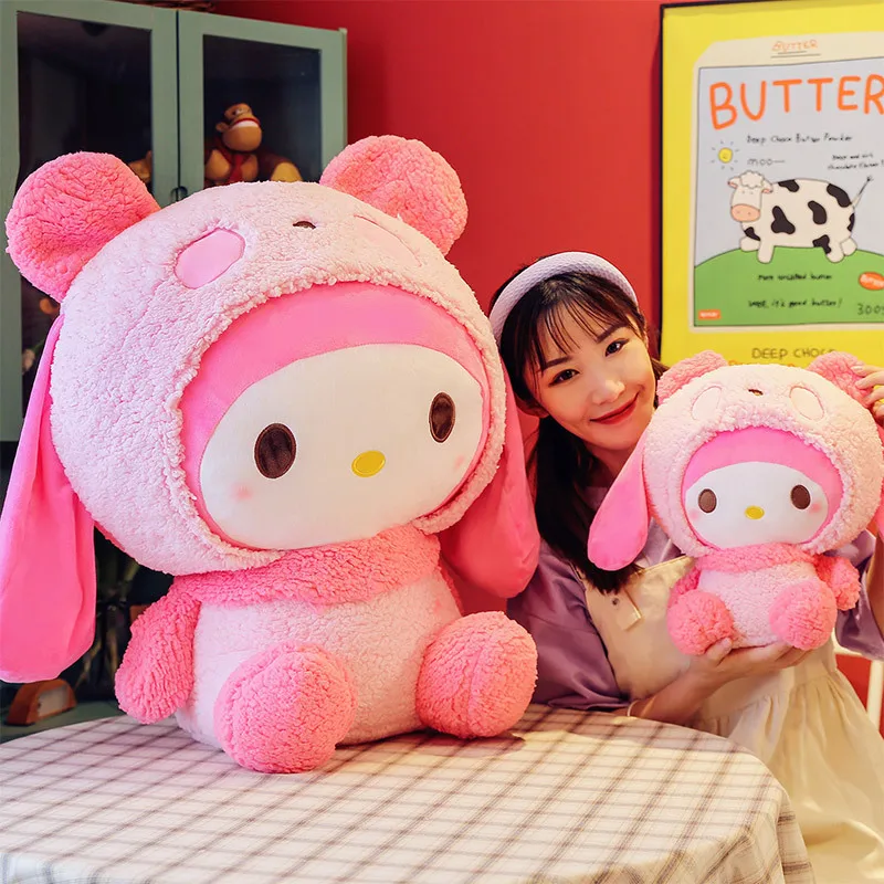 

Большая подушка Sanrio My Melody трансформируется в панду плюшевая мягкая милая Кукла Плюшевая Игрушка Kuromi Hello Kitty плюшевый подарок