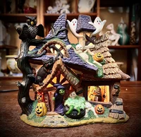 Halloween Decoration Owell Creative Ceramic Haunted House Figures with Lamp Home Furnishing Ornaments Children's Gift