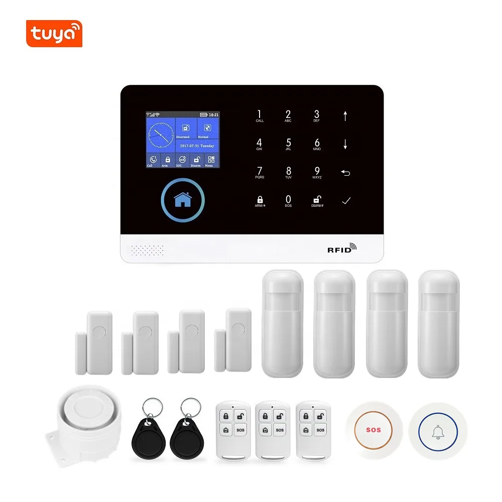 

Smart WiFi Intruder Home Security Wireless Alarm Kit with SOS Door Bell PIR Door Sensors