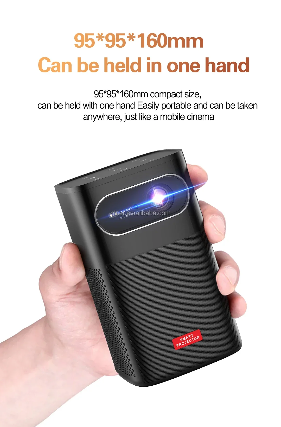 Портативный проектор 4K Full HD 3D DLP с Android Автофокусом 5G WiFi BT Уличные вечеринки