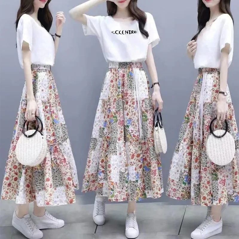 Женский комплект из двух предметов футболка с коротким рукавом и круглым вырезом