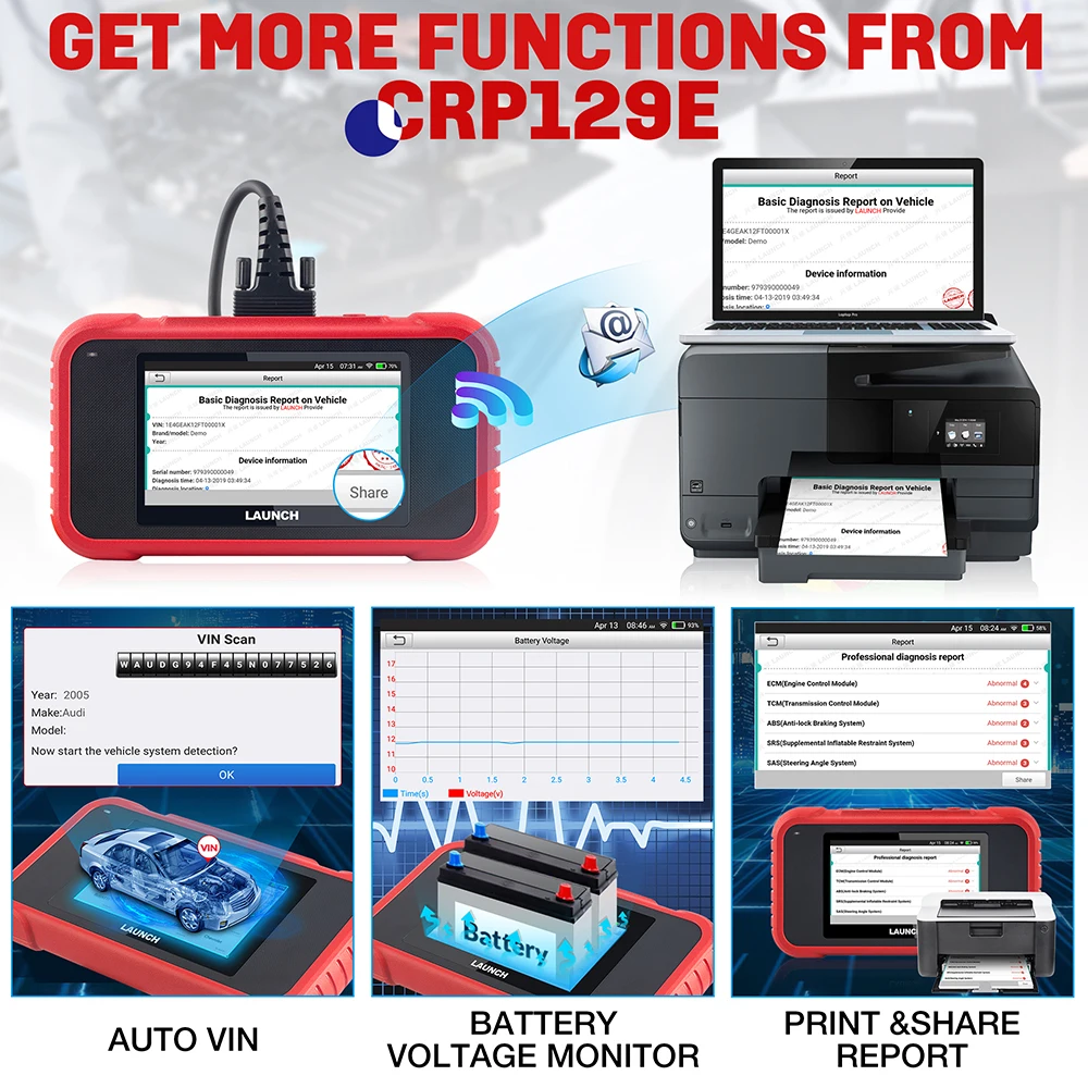 LAUNCH X431 CRP129E OBD2 Диагностические инструменты Авто OBD Двигатель ABS SRS AT Считыватель