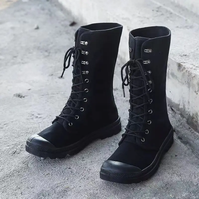 

Men's Boots 2023 Spring/Autumn New High Top Canvas Boots Outdoor Jungle Mountaineering Shoes Sports Canvas Shoes Mid-Calf