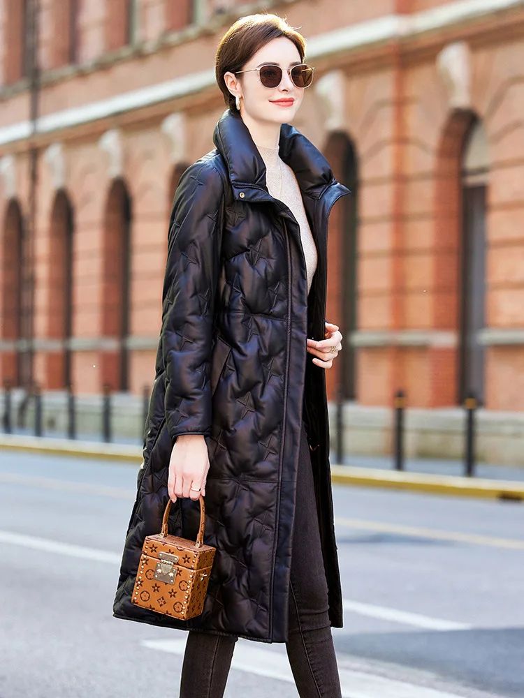 

New 2022 Down Jacket Women's Medium Length Loose Slimming Seamless Embossed Coat New Winter Down Jacket Women Puffer Jacket