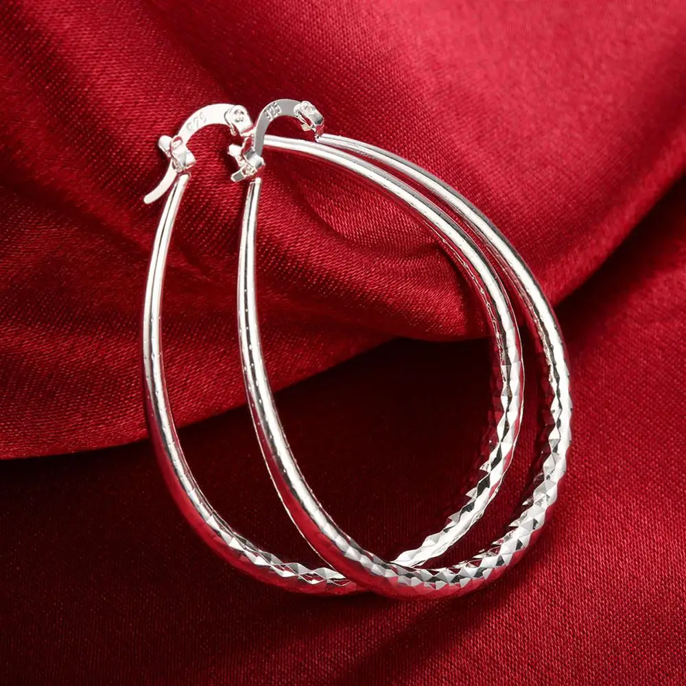 

40MM Women's Hoop Earrings U-Shaped Earring 2022 Trend New Korean Fashion 925 Silver Luxury Jewelry Free Shipping Christmas