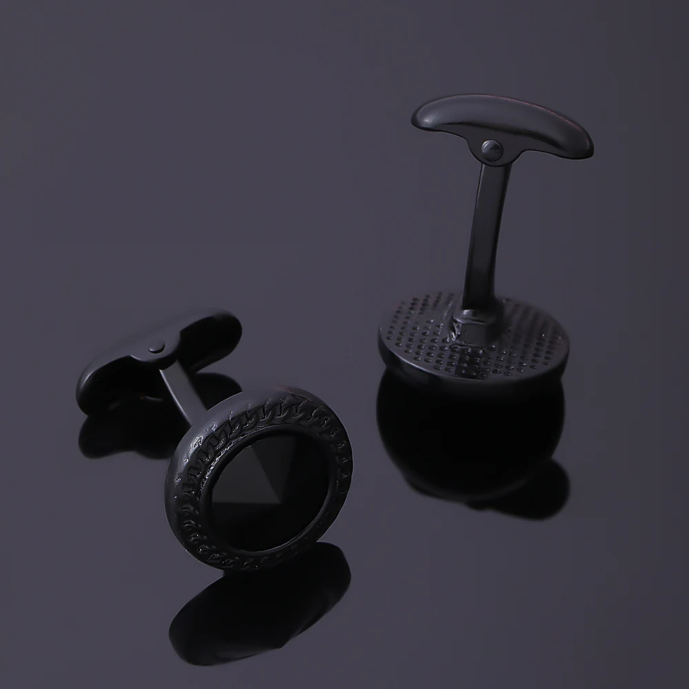 

Rock Tyre Grain Blue Black Rhinestone Cufflinks Sleeve Button Wedding Party Anniversary Gift For Dark Man Husband Friend