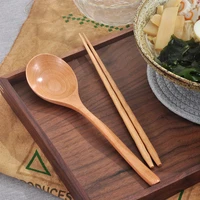 japanese style natural beech large spoon spiral chopsticks long wooden handle porridge scoop household kitchen tableware set