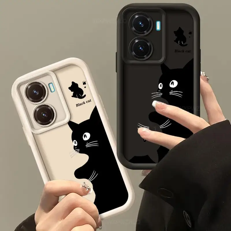 Чехол для телефона с милым рисунком кота vivo Y77 Y77e t1 iQOO Z6 Lite матовая мягкая