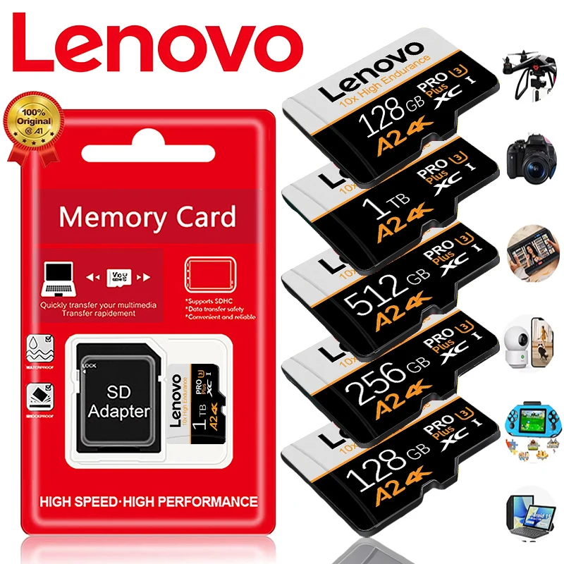 Фото Карты памяти Lenovo Full HD SD, TF-карты, Micro TF SD 1TB, 32GB, 256GB, 512GB U3, универсальные, 10-кратная защита от повреждений, для планшетов/телефонов/ПК №1