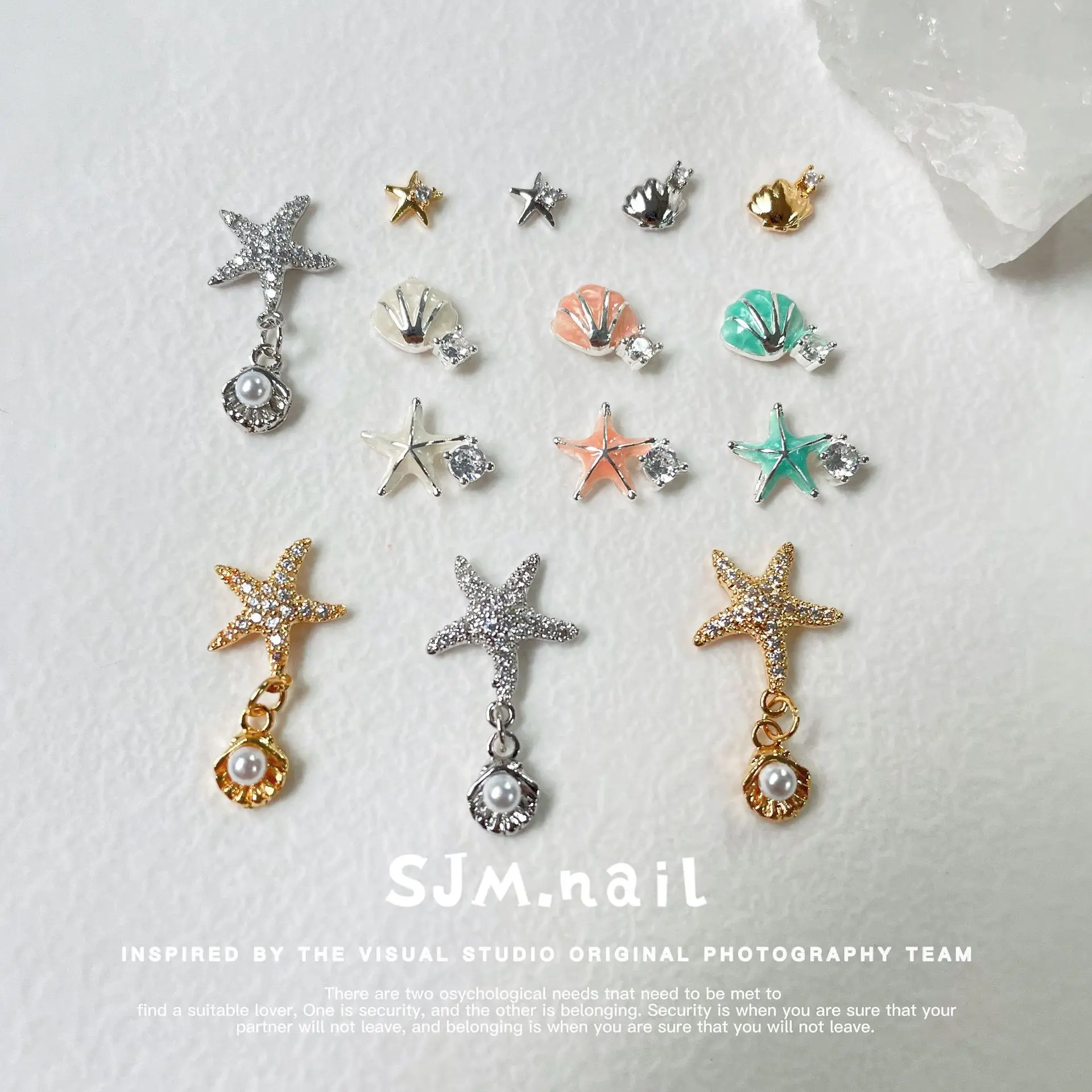 

3D Exquisite Ocean Luxury Zircon Nail Art Charms Shell Starflish Pearl Pendant Alloy Jewelry Rhinestone Manicure Decoration DIY