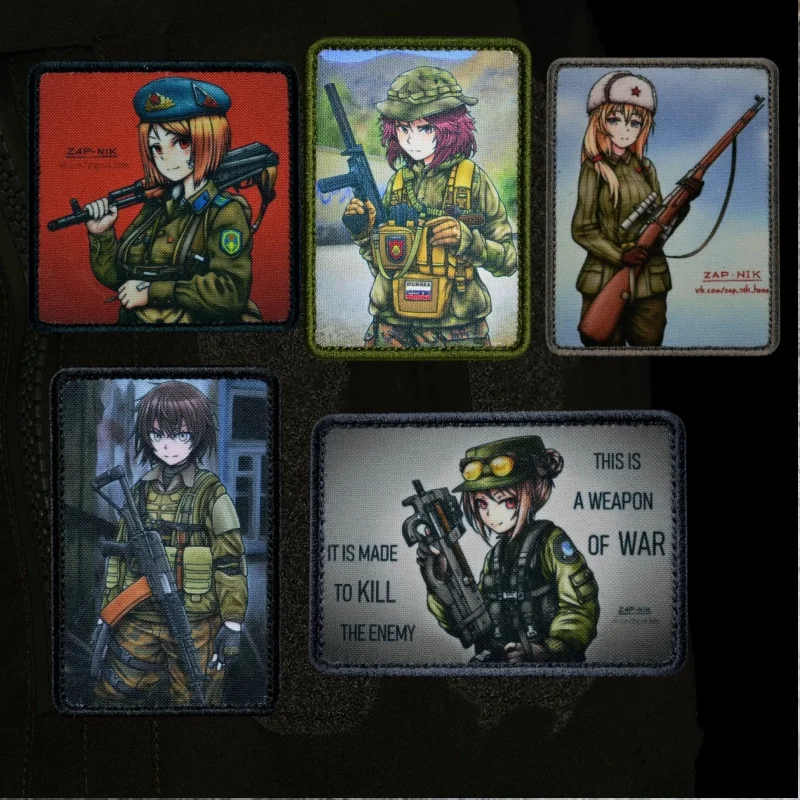 Манга Mosinka Girls Morale Badge AEK-971 с принтом АКЕ-971 нашивка на липучке в стиле милитари