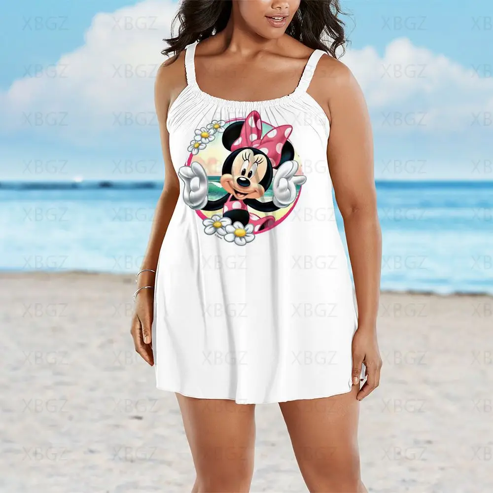 Cartoon Plus Size Summer Outfits Chic and Elegant Woman Dress Sling Dresses Loose 2022 Boho Women Disney Sleeveless Print Beach