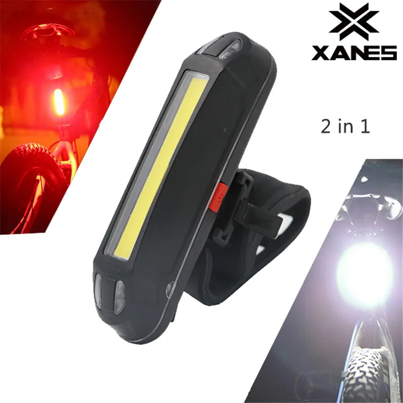 

XANES 2 in 1 100LM Bicycle USB Rechargeable LED Bike Light Taillight Ultralight Safety Lamp Warning Night Riding Accessories