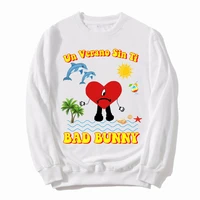 dolphin sun starfish love eyes graphic print pullover bad bunny un verano sin ti music album pattern sweatshirts mens sweatshirt