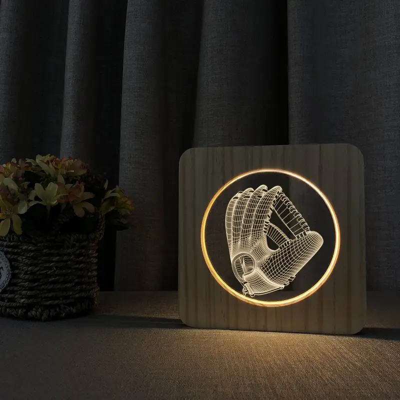 

Creative 3D Wood Acrylic Lamp Night Light Wooden 3D LED Table Lamp Warm White Bedroom Decoration Creative Christmas Birthday Gif