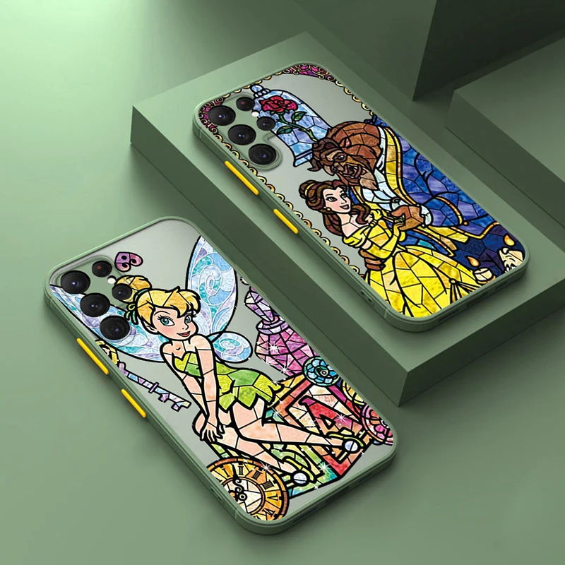 

Disney Cartoon Princess Belle Cover For Samsung S23 S22 S21 Ultra S20 FE S10E Lite Plus Frosted Translucent Matte Phone Case