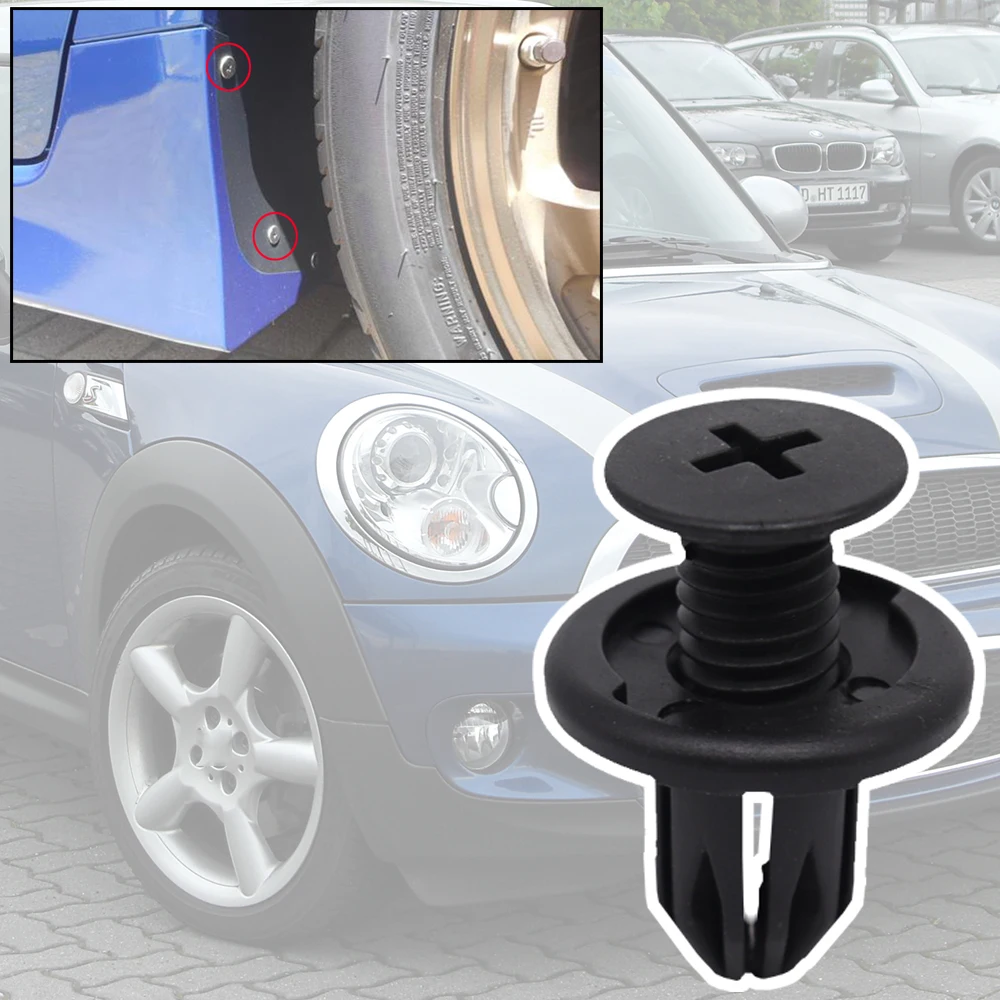 Автомобильная грязеотталкивающая защита для бампера, боковой юбки, подкладки колеса, отделочные зажимы, заклепки для BMW Mini R56 R57 R58 R59 R60 R61 2001 - 2017 Cooper