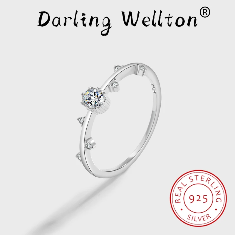 

Classic Irregular Leaf Round Crystal Full Diamond Couple Ring For Women Original Sterling Silver Engagement Bridal Gift Jewelry