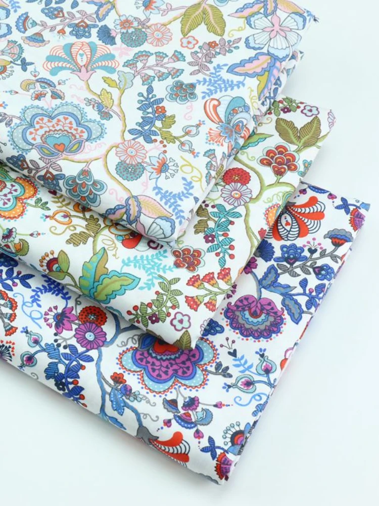 

160x50cm Retro Idyllic Floral Cotton Printed Fabric Home Textile Quilt Cover Bed Sheet Curtain Decorative Cloth Fabric