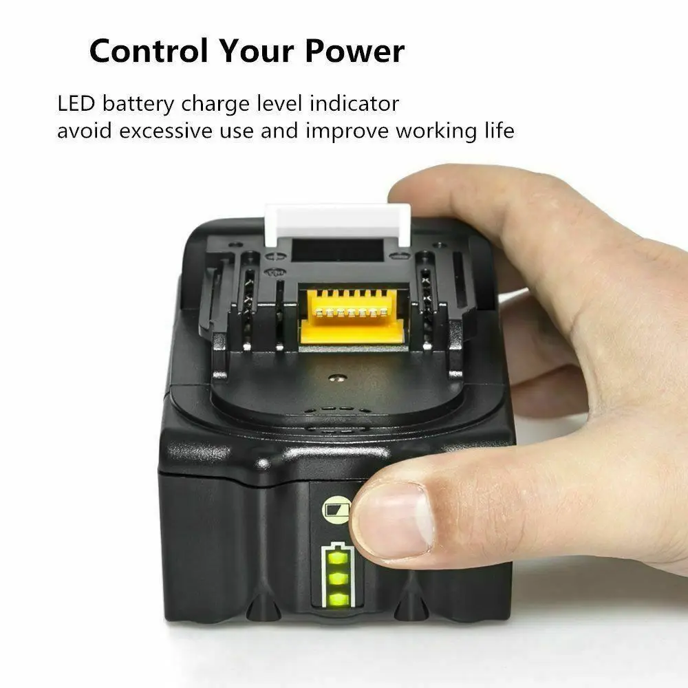 

Batterie de remplacement Li-Ion pour Makita LXT, 18V, 100% mAh, 18000 Ah, rechargeable, avec LED, BL1860B, BL1860, BL1850, 18,0