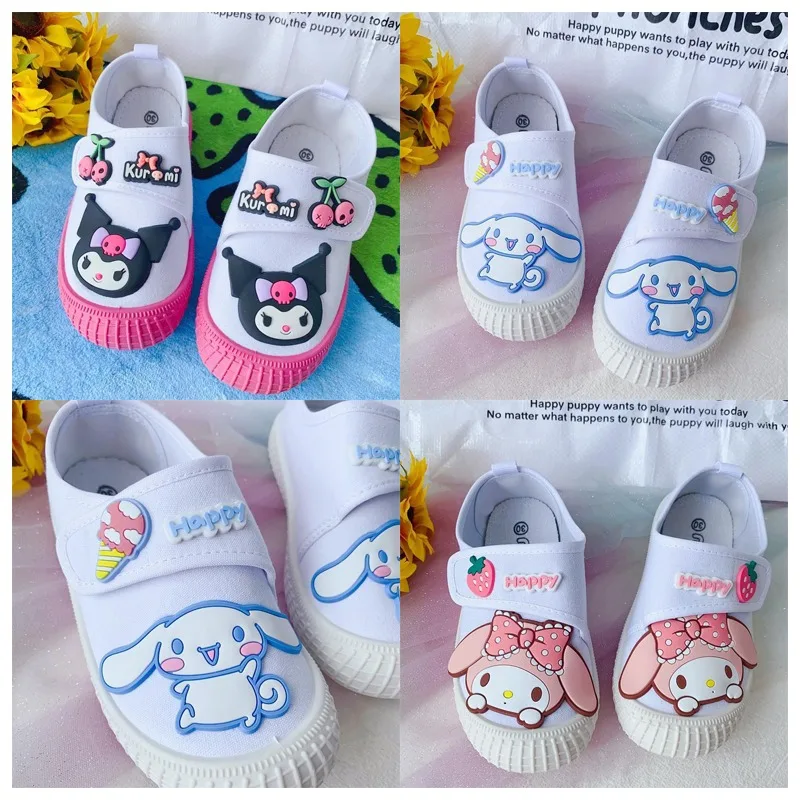 

Мультфильм My Melody Cinnamoroll Kuromi Модель Кукла Дети Мода Холст обувь Kawaii Белая ткань обувь удобная повседневная обувь