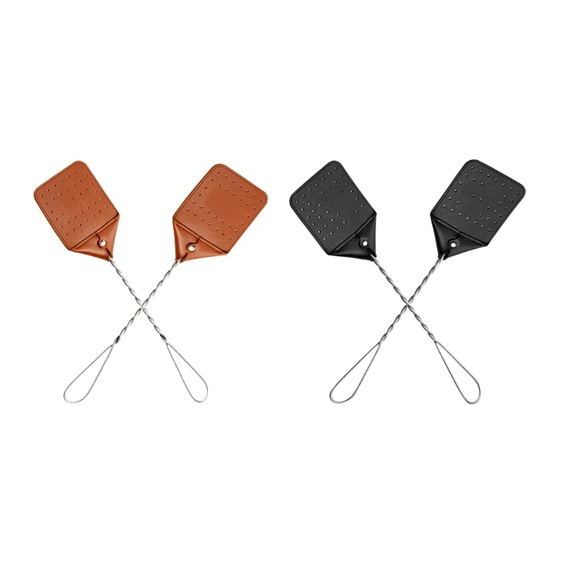 

Household Fly Swatters For Indoors HandheldLeather With Long Handle Pad Compatible For Home Garden Classroom Office