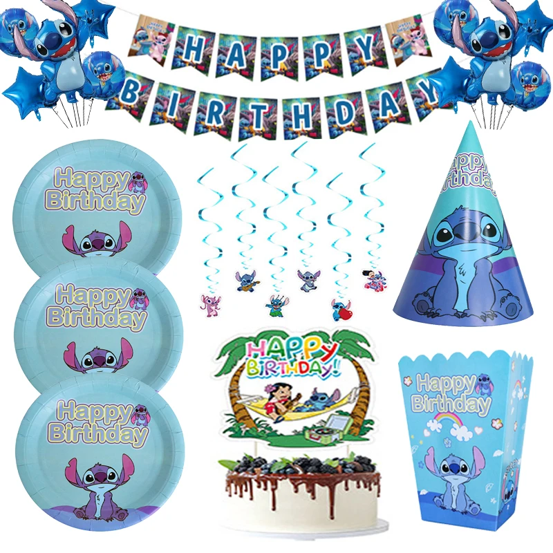 Stitch Disney вечерние украшения одноразовая посуда воздушные шары бумажные тарелки