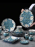 polish ceramic tableware creative plate bowl dish combination serving platter dinner plate sets flower plate plates ceramic