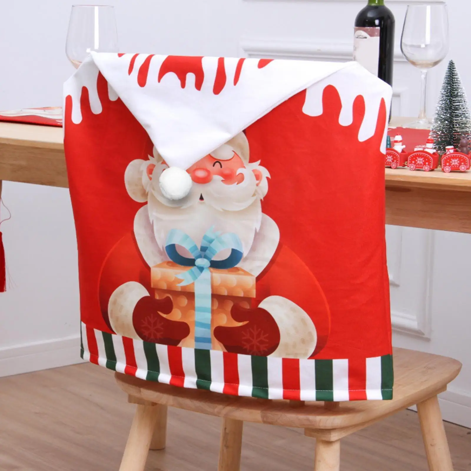 

Huge Christmas Chair Back Covers Santa Hat Chair Covers,christmas Covers Slipcovers Dining Decor Room Chair Holiday Dining B9q5