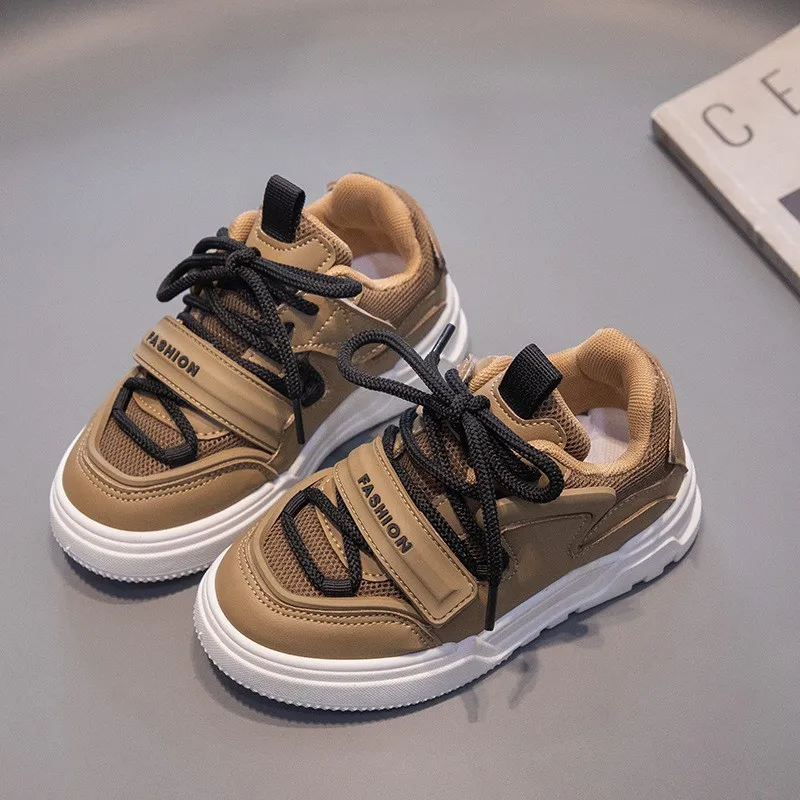 

COZULMA Children Boys Autumn Patchwork Sports Shoes Fashion Sneakers For Kids Girls Lace-Up Flat Casual Shoes Size 26-37
