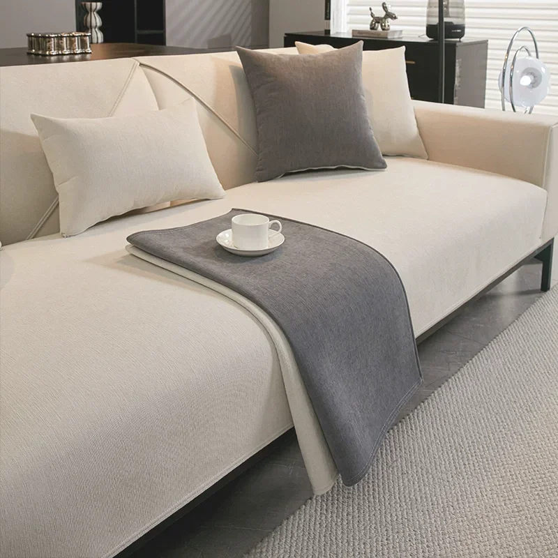 

Синельный коврик для дивана, четырехсезонный универсальный однотонный шезлонг, чехол для дивана, L-образный чехол для дивана, гостиная, дом