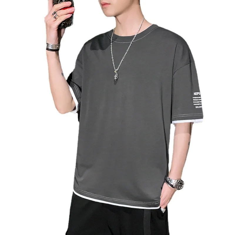 

2022 NEW MEN Short Sleeve T-Shirt Men's Color Half Sleeve Cotton P0520