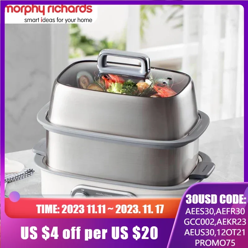 

Паровой аппарат MORPHY RICHARDS MR1168, многофункциональный, из нержавеющей стали 304, 12 часов работы, большая емкость, для дома