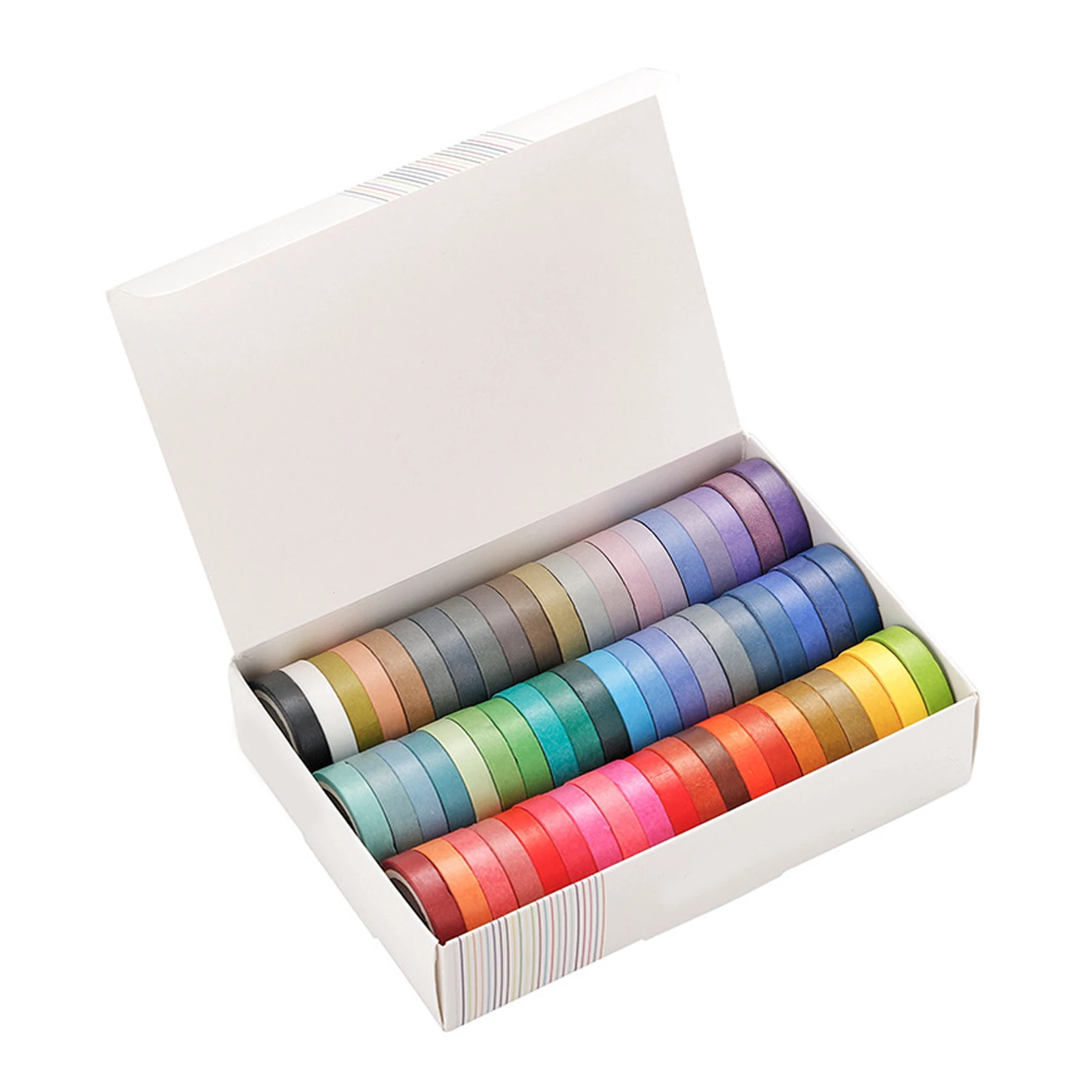 

60pcs/set Washi Tape Multi Purpose Rainbow Masking School Craft Cute Kids Stationery Decorative Solid Color Student DIY Packing