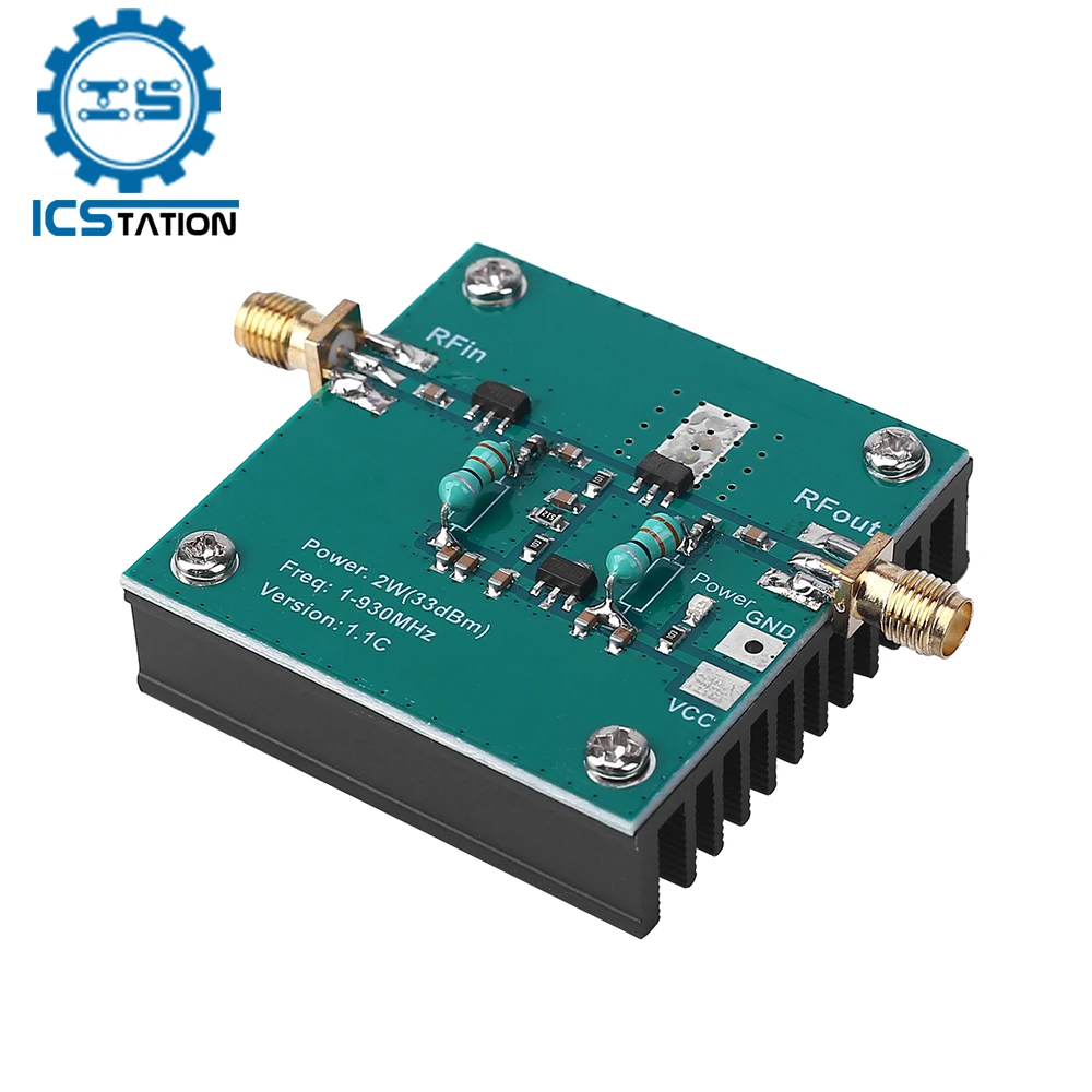 

RF Broadband Power Amplifier Module for All Radio Transmission 1-930MHz DC 12V Standard SMA Female RF Connector Wide Frequency