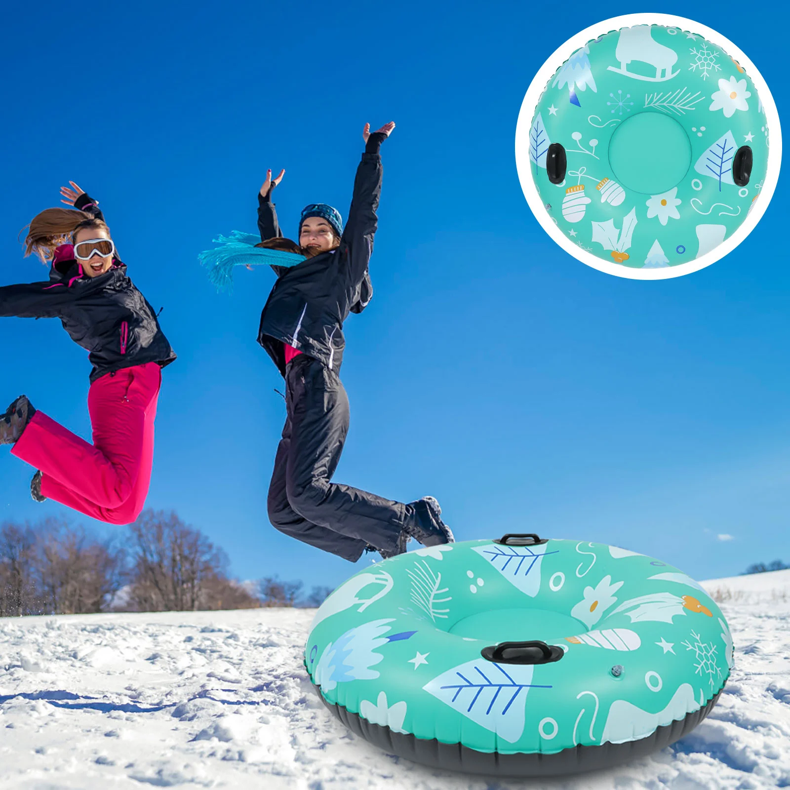 

Inflatable Snow Tube Skiing Ring Outdoor Snow Tube Inflatable Snow Sled for Winter Adult Outdoor