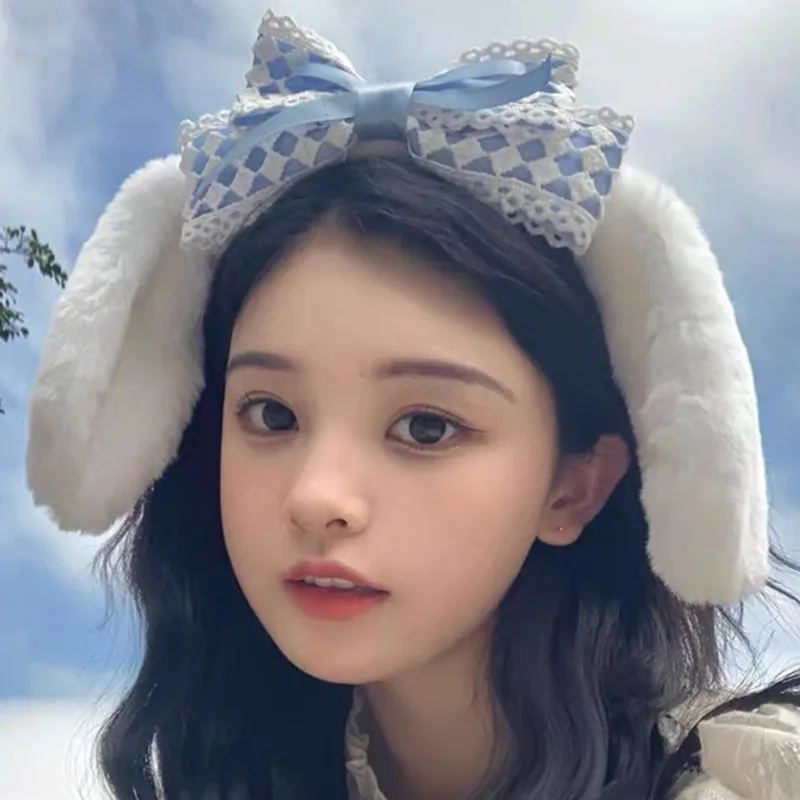 

Cute Plush Bunny Ears Hairbands Soft Rabbite Ears Hair Hoop Headbands for Women Girls Anime Cosplay Lolita Hair Accessories