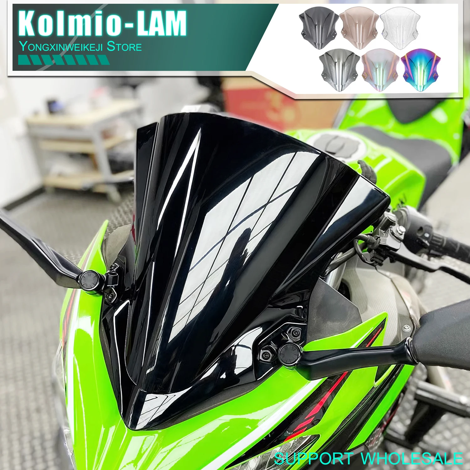 

For Kawasaki Ninja 400 Ninja400 Windshield Windscreen high Deflector EX400 EX-400 2018 2019 2020 2022 2023 Double Bubble