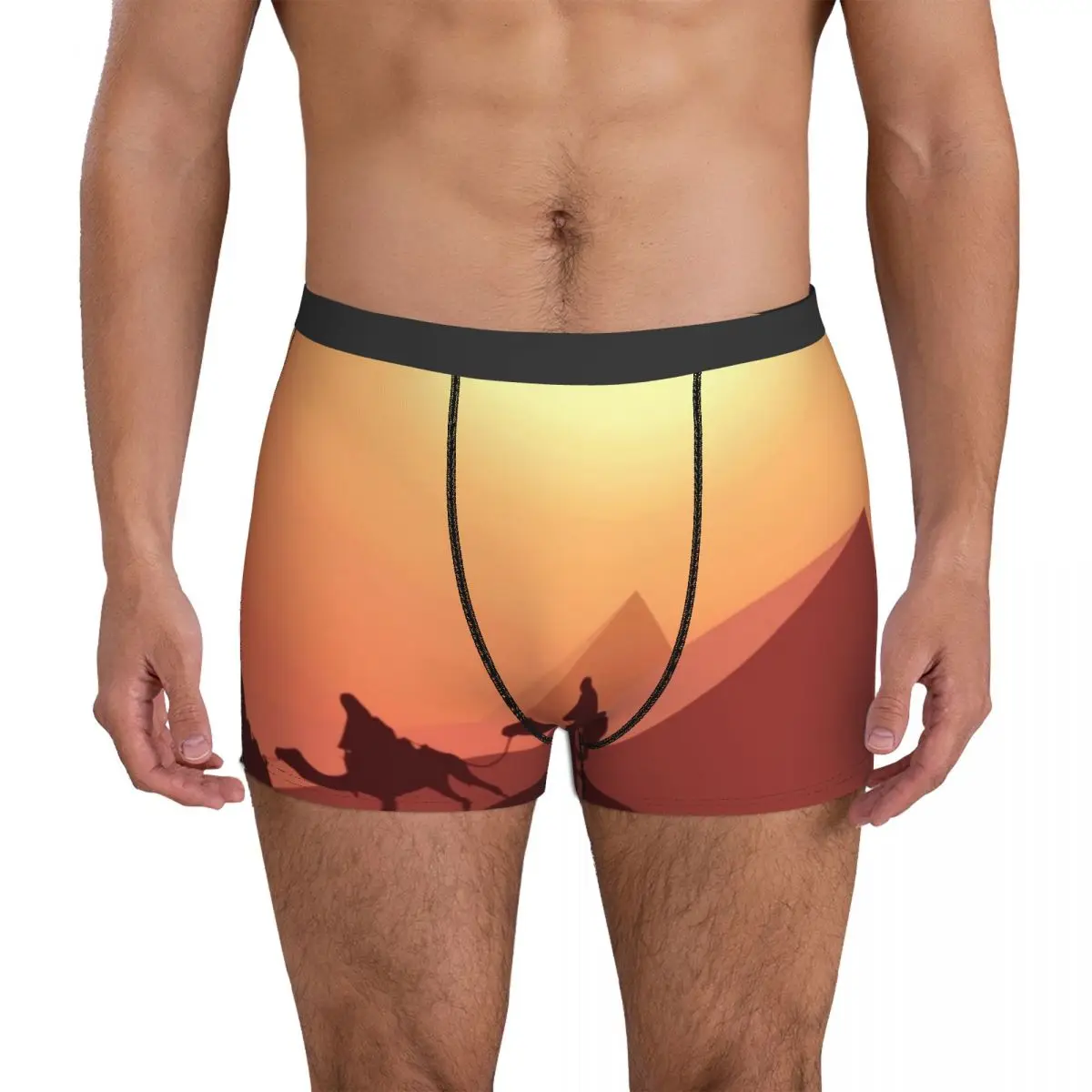 

Desert Sun Underwear Sunset Camel Print Males Shorts Briefs Breathable Trunk Trenky Design Plus Size Underpants