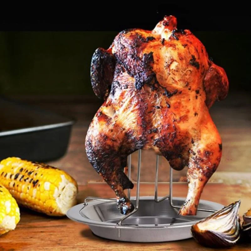 1Set Barbecue Grilling Baking Cooking Pans Non-Stick Chicken Roaster Rack with Bowl Bbq Accessories Tools Stand Holder Tray - купить по