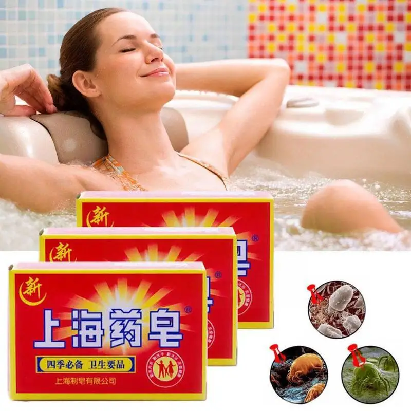 

90g Shanghai Medicated Soap Bath Shampoo, Oil Control Mite Removal Soap And Cleansing F5A2