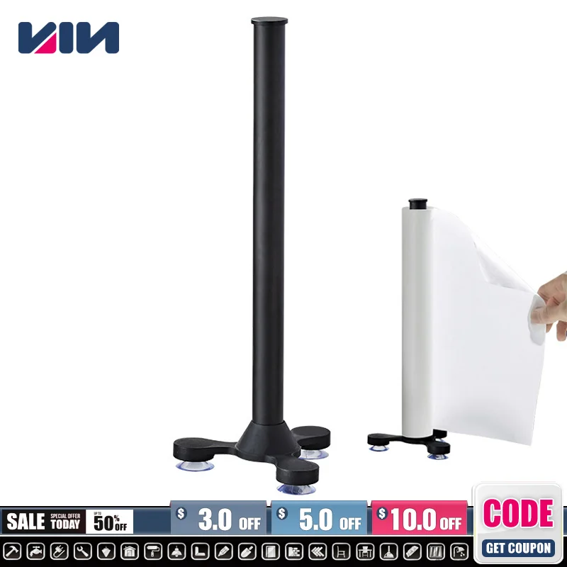 

Simple Kitchen Roll Paper Towel Holder With Suction Cup Bathroom Tissue Stand Dining Table Vertical Napkins Rack Storage Shelf