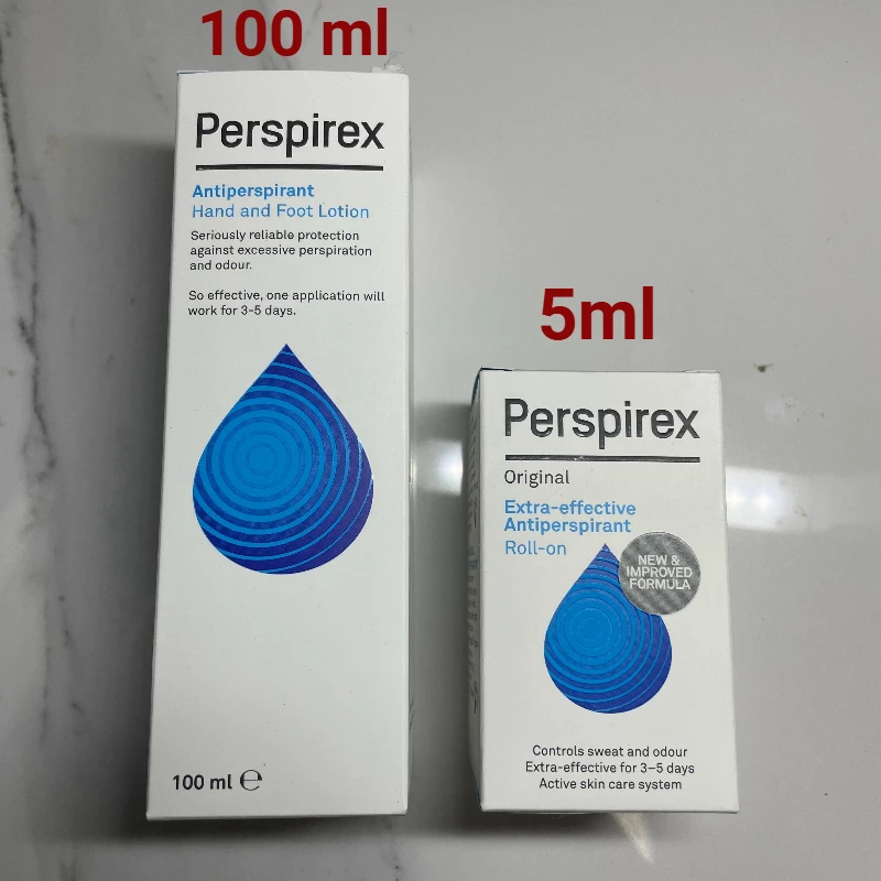 Фото Оригинальный Perspirex 100 мл и 5 мл, лосьон-антиперспирант для чрезмерного потоотделения рук и ног, сделано в Дании №1