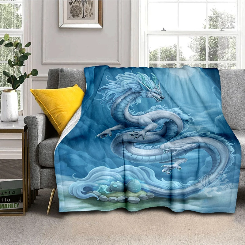 

Colorful Chinese Dragon Pattern Flannel Throw Blanket,fashionable, Soft,warm and Lightweight Office Home Gifts for Kids Adults