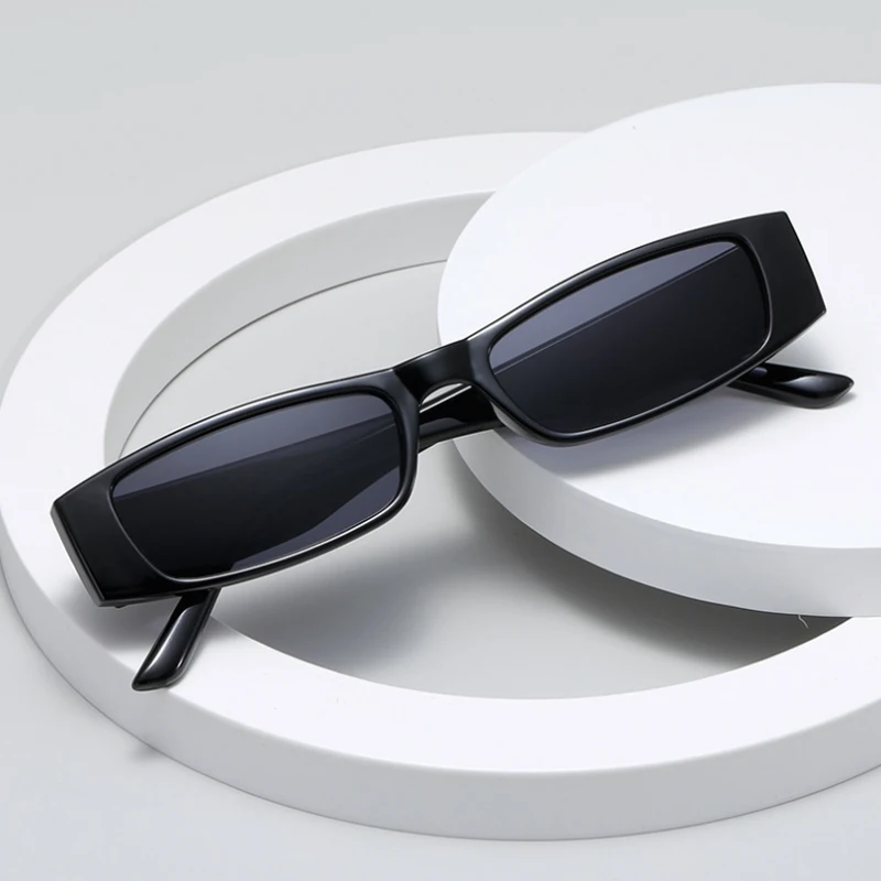 

European American Retro Small Rectangle Narrow Frame Leopard Print Glasses Sunglasses Punk Hip Hop Men Women Eyewear Accessories
