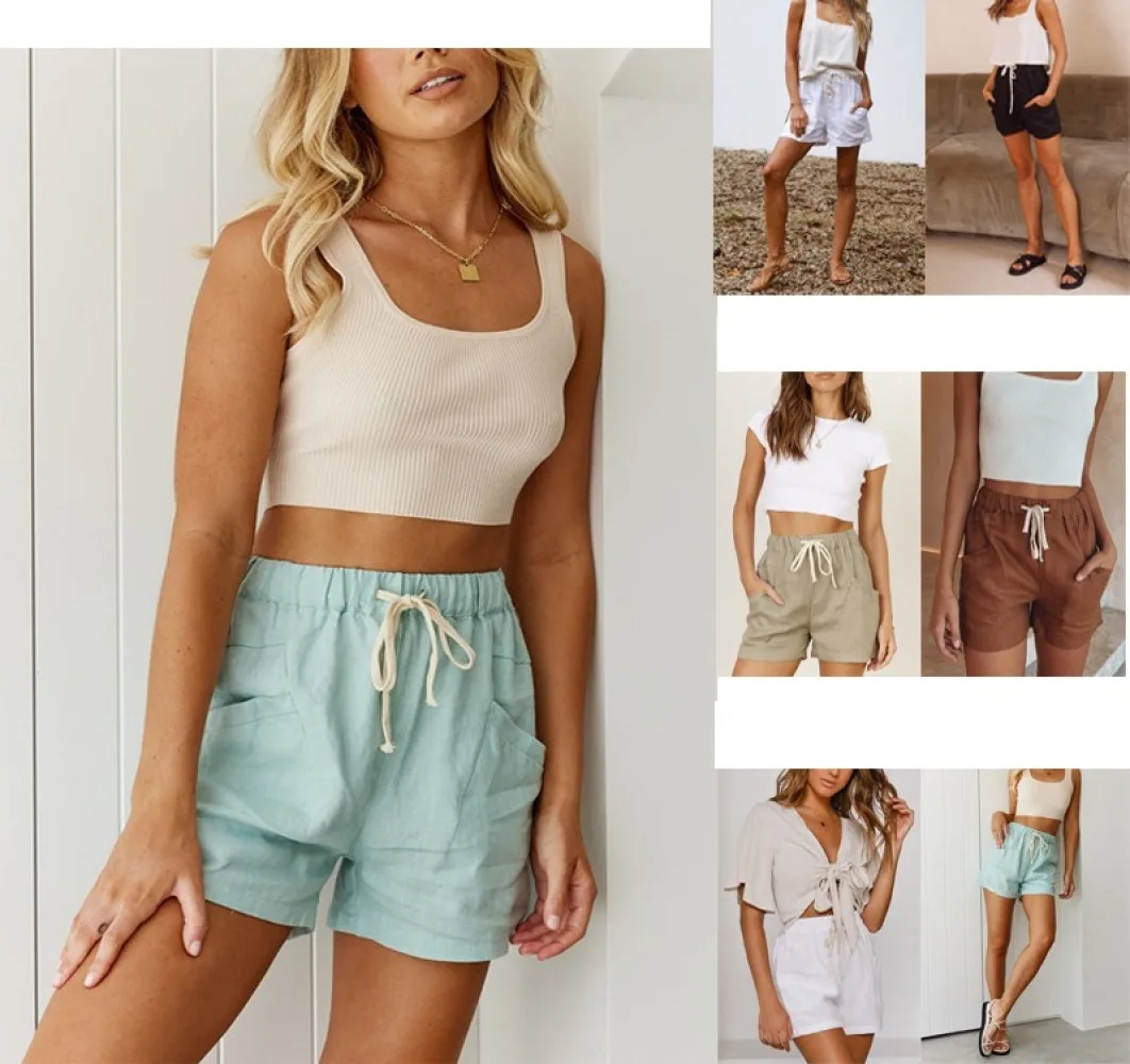 Women's Casual Shorts Summer New High Waisted Lace Up Sports Pants