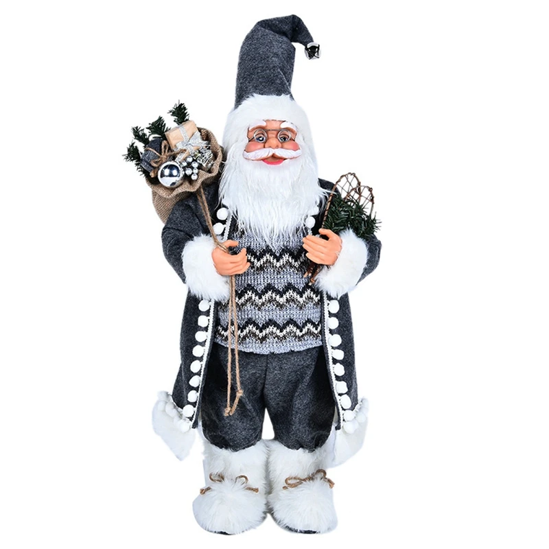 

Christmas Decorations Gray Robe Back Gift Bag Santa Claus Family Decorating Christmas Gifts Window Decorations