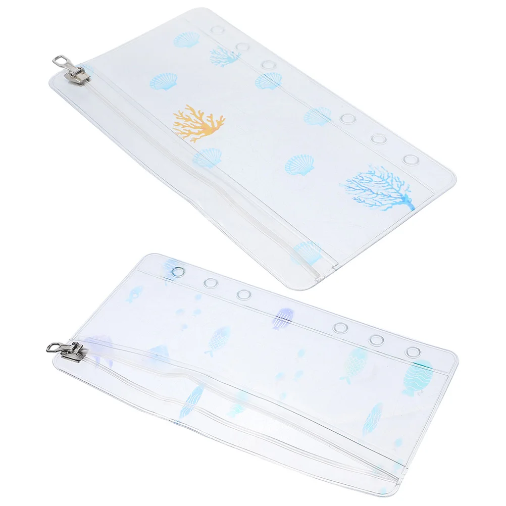 

2 Pcs Money Binder Budget Pocket Notepad Zipper Bag Business Card Pouch Decorative Pvc Scrapbooking