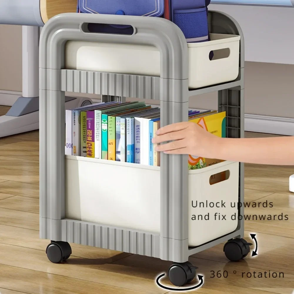 Книжная полка небольшая тележка выдвижная портативная пластиковая для хранения