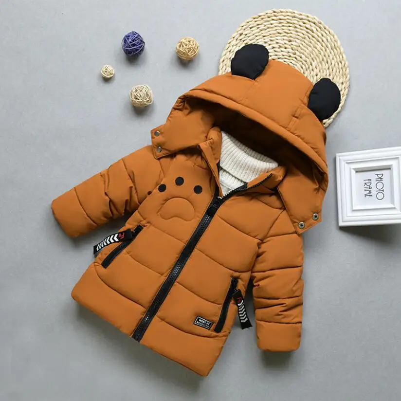 

Little Kids Winter Warm Cotton Coat Baby Boys Girls Thickening Hooded Cute Windbreaker For Toddler Cartoon Outfit Infant Jacket